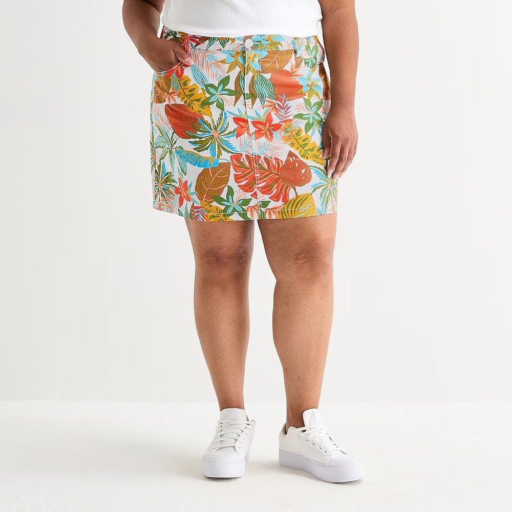 MSRP $44 St. John's Bay Womens 18W Tropical Oasis Cotton Blend Skort